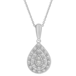 Macy's ¼ CT Diamond Teardrop Cluster 18" Pendant Necklace Sterling Silver NWT